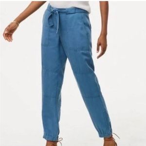 LOFT Blue Ankle Zip Belted Joggers Size 10